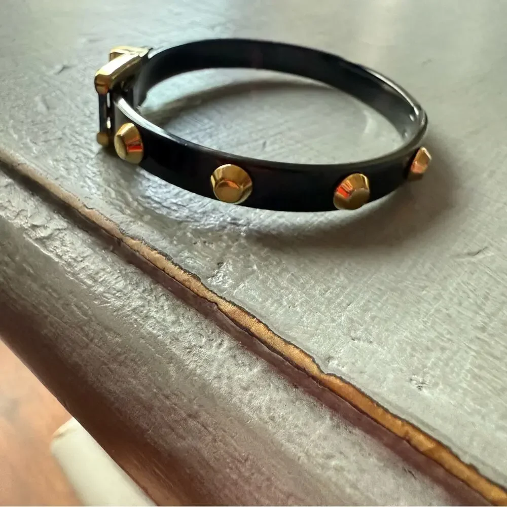 Michael Kors Black Buckle Hinged Bangle Bracelet